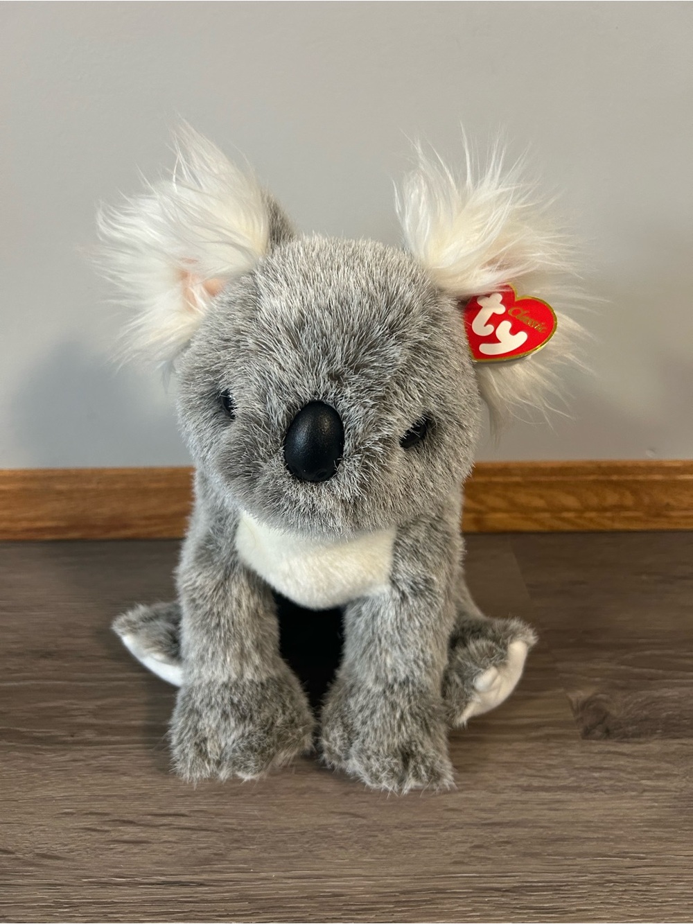 TY Beanie Classic, Gray Koala Plush, 2003, heart tag & tush tag attached